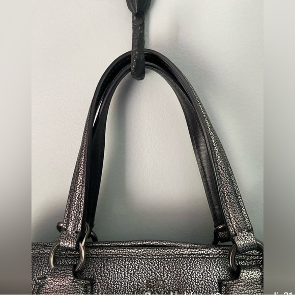 COACH Nolita Gunmetal Metallic Pebble Leather Satchel Shoulder Bag Excellent - Picture 9 of 13